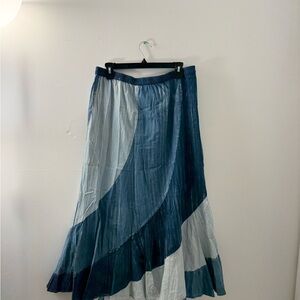 Denim style Cotton Blue Patchwork Midi Skirt - Women M